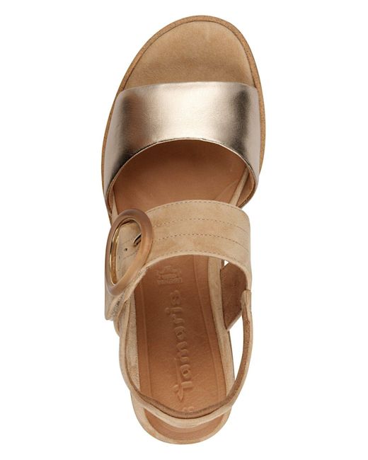 Tamaris Brown Sandalen 1-28206-42 445 Tan Leder Für Damen