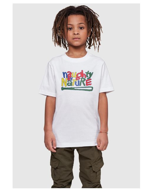 Merchcode Kids naughty by nature basic-t-shirt mit logo-print in White für Herren