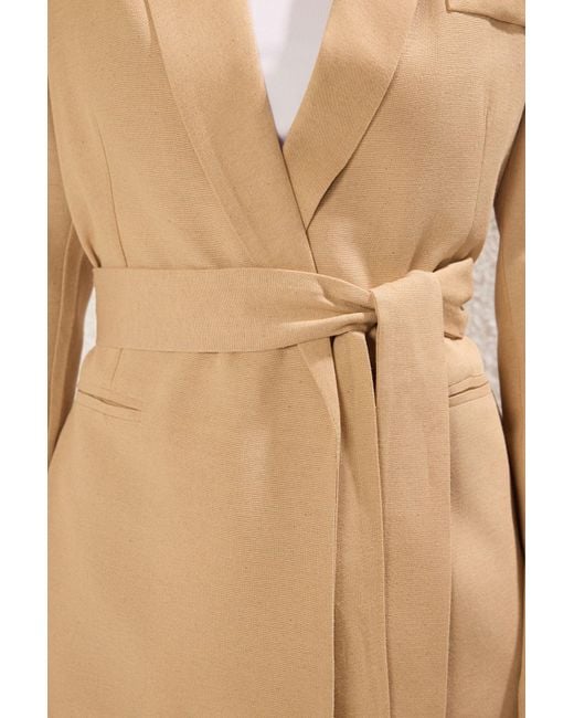 Trendyol Natural Beigefarbene Blazerjacke – Leinenoptik Mit Gürtelkragen Für Damen
