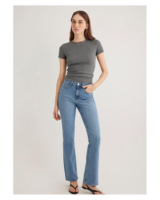 Mavi Gray Graues Basic-T-Shirt Mit Passform -83096 Für Damen