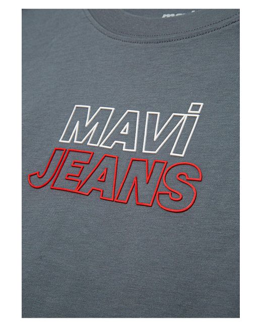 Mavi Graues T-Shirt Mit Jeans-Print, Lockere Passform Lockere, Entspannte Passform -80889 Für Herren in Blue für Herren