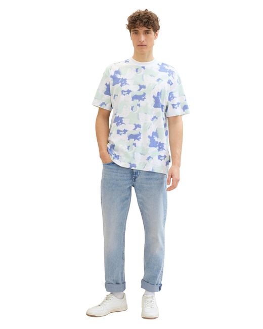 Tom Tailor Entspanntes t-shirt mit allover-print in Blue für Herren