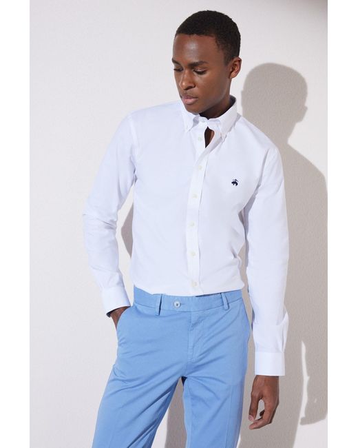 Brooks Brothers Weißes, Bügelfreies Slim-Fit-Hemd Aus Baumwolle Mit Schmaler Passform Für Herren in White für Herren