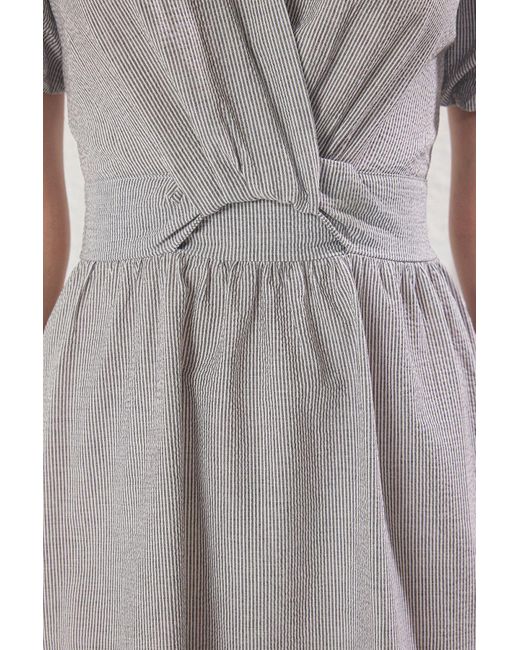 Trendyol Black Gestreiftes, Gewebtes Midikleid Mit Taillendetail Für Damen