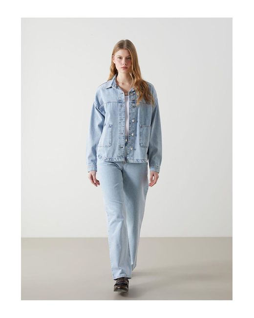 LC Waikiki Blue Xside Oversize Jeanshemdjacke Für Damen