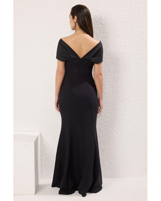 Trendyol Black Schwarzes, Gewebtes, Langes, Schickes Abendkleid Mit Fischschnitt Und Abschlussballkleid Für Damen
