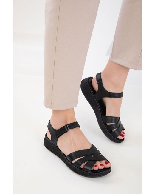 Soho Black Schwarze Sandalen Aus Echtem Leder Für Damen