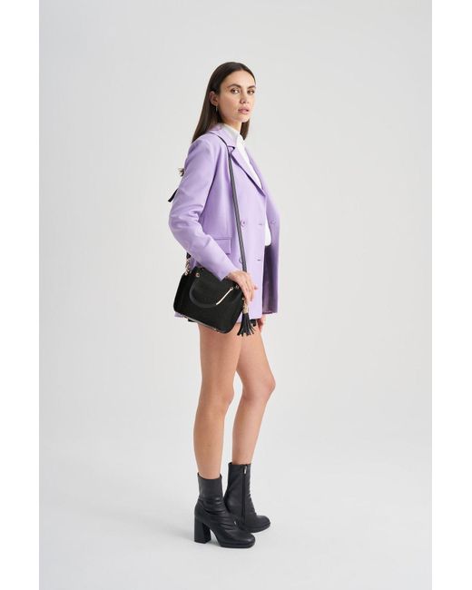 Lucky Bees Purple Gemusterte Hand- Und Umhängetasche Für Damen