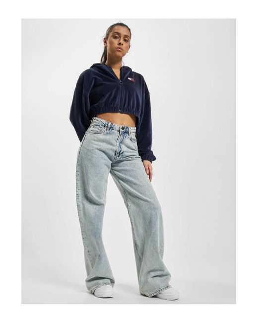 Tommy Hilfiger Blue Tommy jeans super crop velour