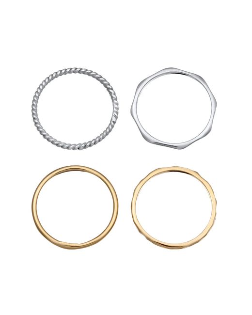 Elli Jewelry Metallic Ring bicolor stapelbar 4er set 925 sterling silber vergoldet