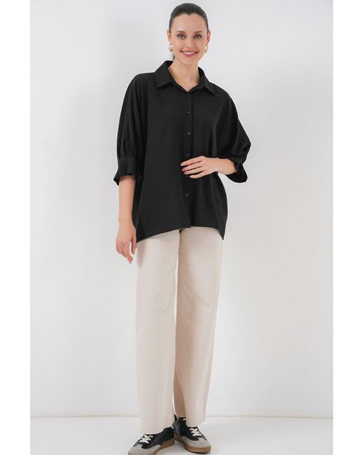 Bigdart Black Hemd Mit Schnürung Und Detailliertem Ayrobin-Motiv 20290 – Für Damen