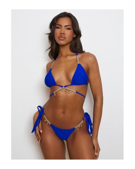 Moda Minx Blue Bikini-hose unifarben