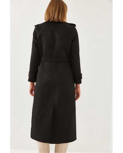 Bianco Lucci Black Garni Windjacke Detail Clamshell Trenchcoat 2488 Für Damen