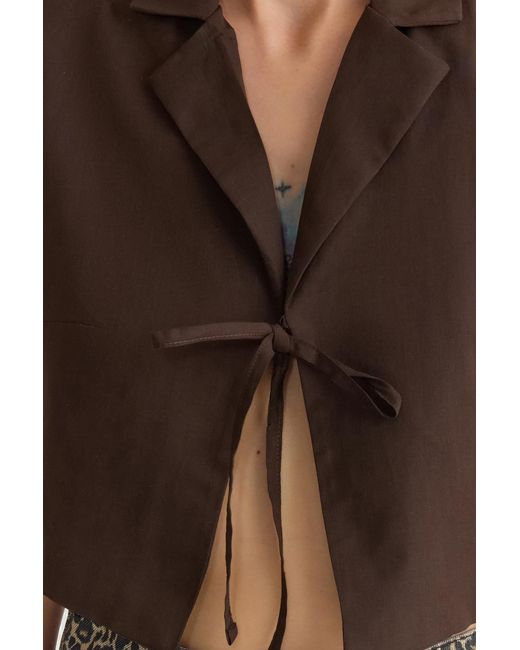 Trendyol Brown Braunes, Vorne Gebundenes, Gewebtes Hemd Mit Normaler Passform Für Damen