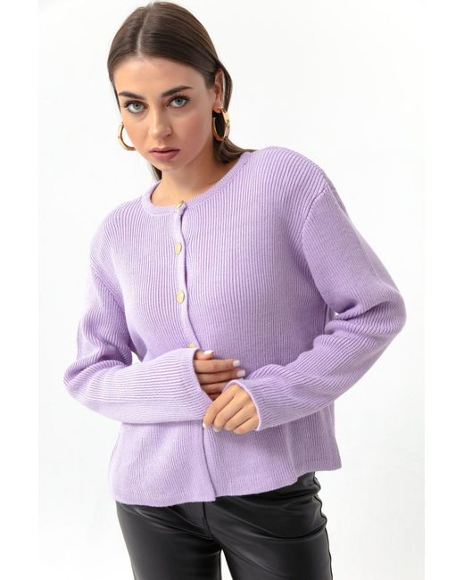 LAFABA Purple Cardigan Mit Knöpfen