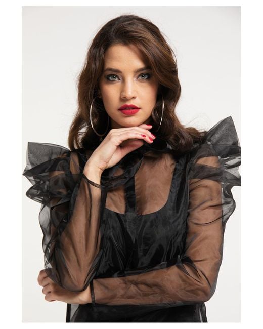 faina Black Organza Bluse Für Damen