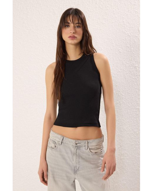 Trendyol Brown Ecru-Schwarz 2Er-Pack Gerippte, Dehnbare, Körperbetonte Strickbluse Für Damen