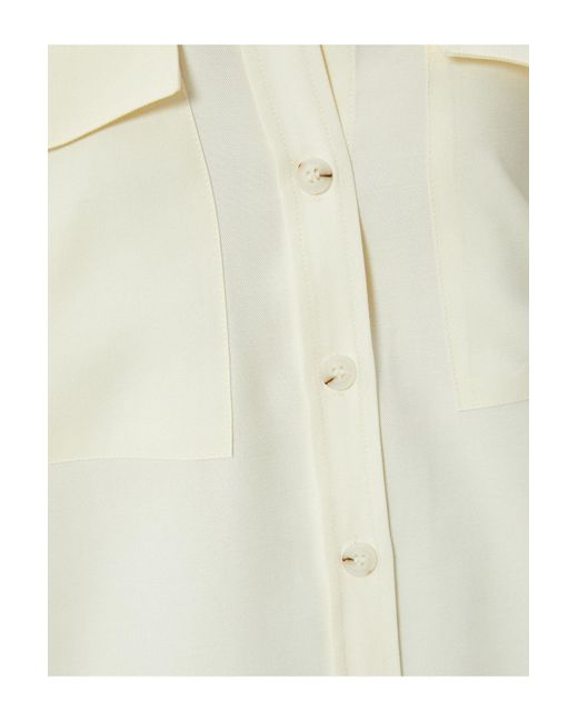 Koton White Hemdjacke Langarm Pattentasche Geknöpft Für Damen