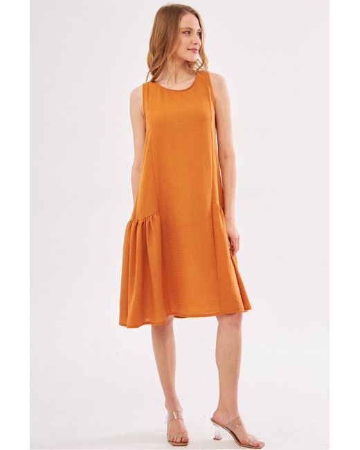 armonika Orange Kleid a-linie