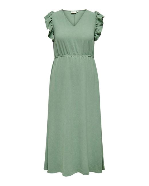 Only Carmakoma Green Kleid normal geschnitten v-ausschnitt curve langes kleid