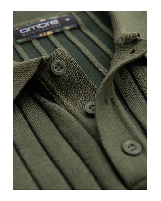 Ombre Poloshirt Slim Fit Aus Viskose Mit Vertikalen Streifen Oliv V4 Xxl Für Herren in Green für Herren