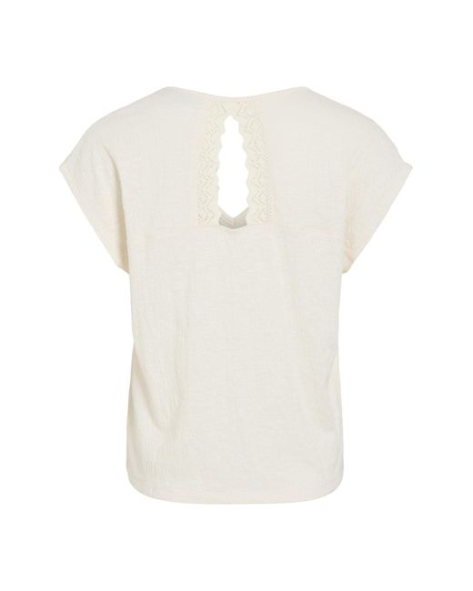 Vila White Top Mit V-Ausschnitt Flügelärmel Für Damen