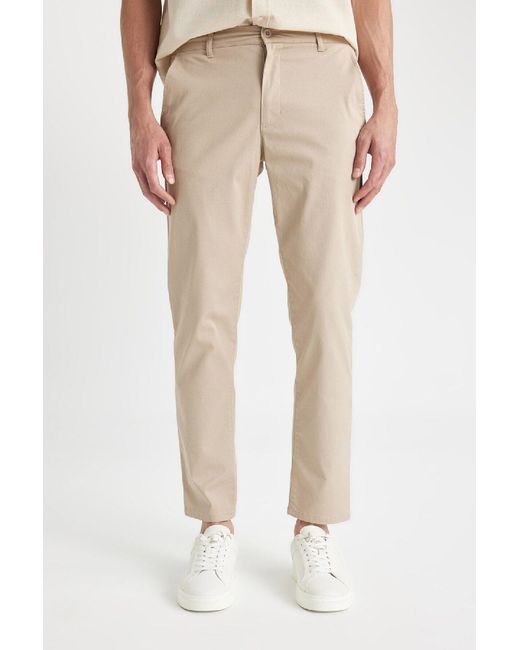Defacto Normale Passform, Normal Geschnittene Sommer-Twill-Chino-Canvas-Hose Mit Taschen, Geradem Bein D1779Ax24Sp Für Herren in Natural für Herren
