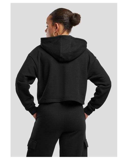 Urban Classics Black Ladies oversized cropped hoodie aus leichtem frottee