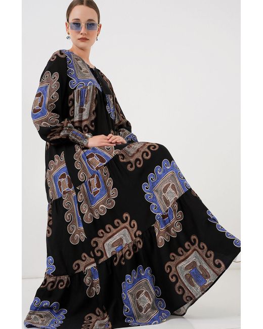 Bigdart Black 1947 Gemustertes Langes Kleid M. Für Damen