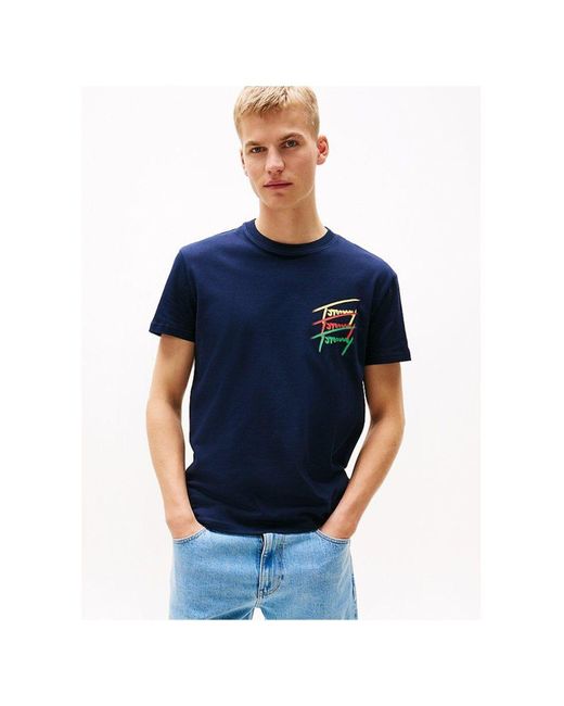 Tommy Hilfiger Tjm Twist Sign Tr Tee Ext Modell Für Herren in Blue für Herren