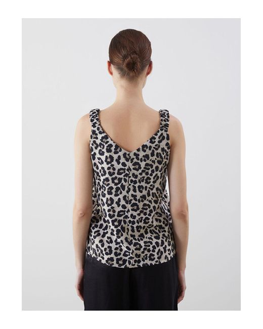 LC Waikiki White Lcwaikiki Klassische Bluse Mit V-Ausschnitt Und Leopardenmuster Für Damen