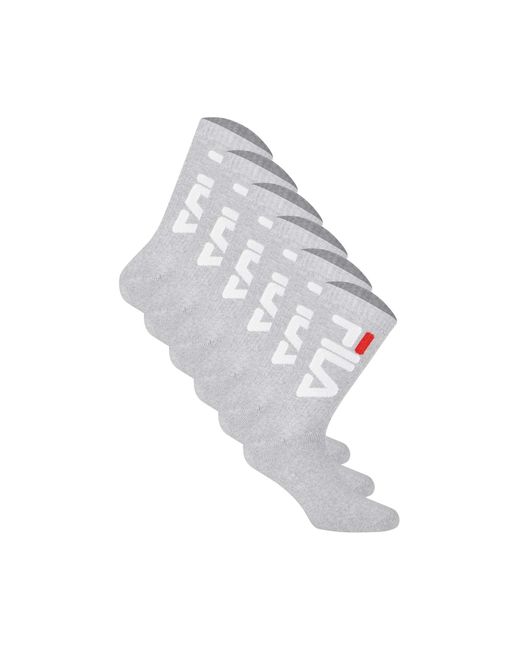 Fila Metallic Unisex socken 6 paar tennissocken, crew socks, frottee, sport, logo - 43-46
