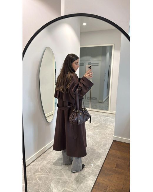 My Blog Brown Bitterer Kaffee Lucky Button Detaillierter Übergroßer Trenchcoat-9476 Für Damen