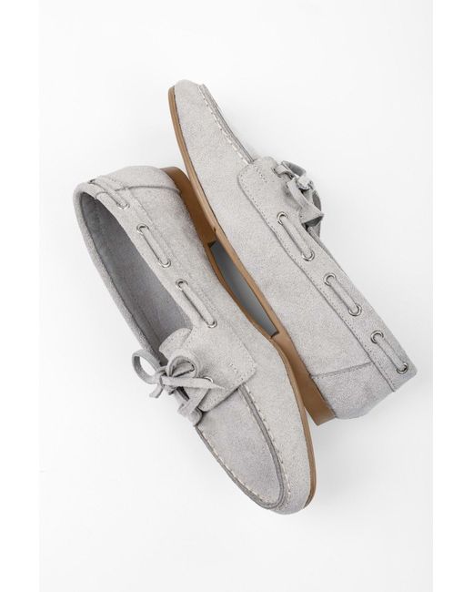 Shoeberry Gray Tinkera-Ballerinas Aus Grauem Wildleder Für Damen