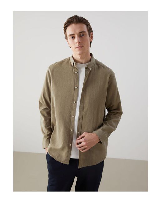 LC Waikiki Lcw Vision Slim Fit Langarm-Hemd Aus Leinenmischung Für Herren in Natural für Herren