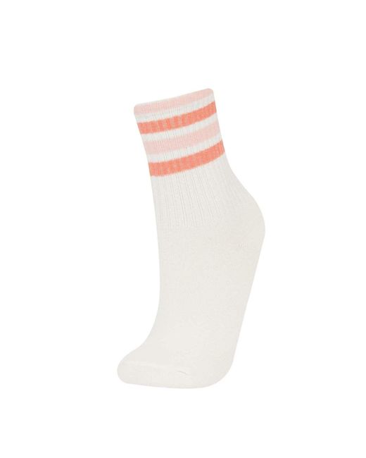 Defacto White 3-Teilige Lange Baumwollsocken Für Mädchen E6272A8Ns Für Damen