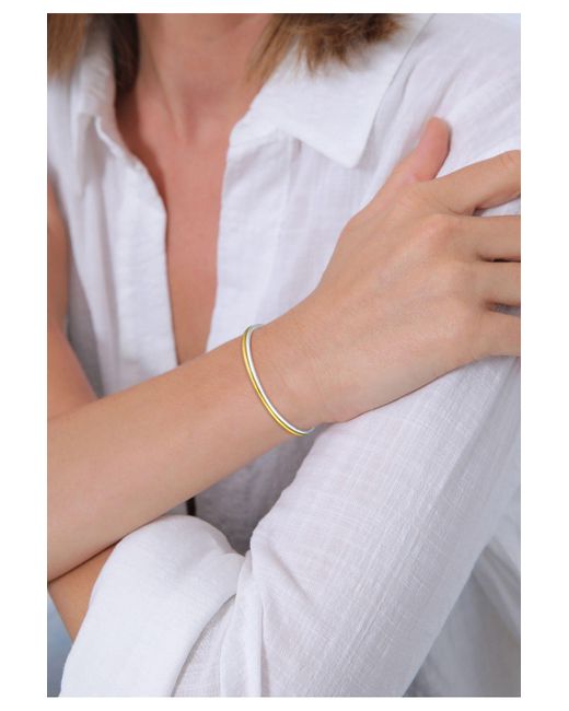 Elli Jewelry Multicolor Kol Bandı Armreif Basic Zart Bi-Color 2'Li Takım 925 Gümüş Für Damen
