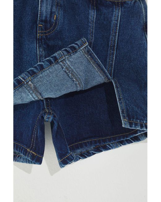 Trendyol Blue Dunkelblauer Denim-Shorts-Rock Mit Schlitz Und Hoher Taille Für Damen