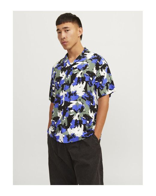 Jack & Jones Hawaii-hemd relaxed fit resort shirt in Blue für Herren