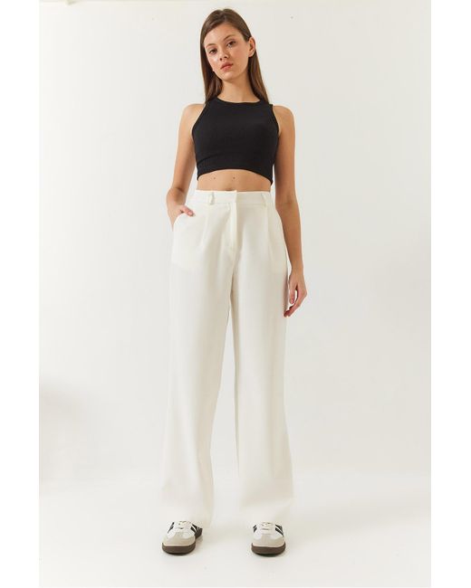 Bianco Lucci White Palazzo Hose 4000