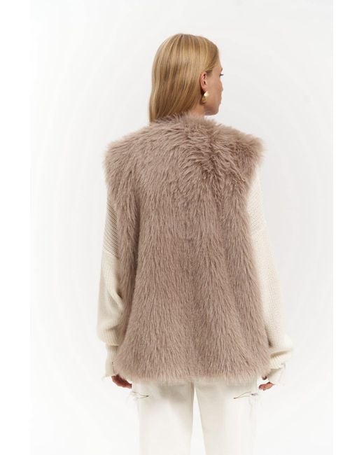 MAİ COLLECTİON Brown Plush-Nerz-Weste Für Damen