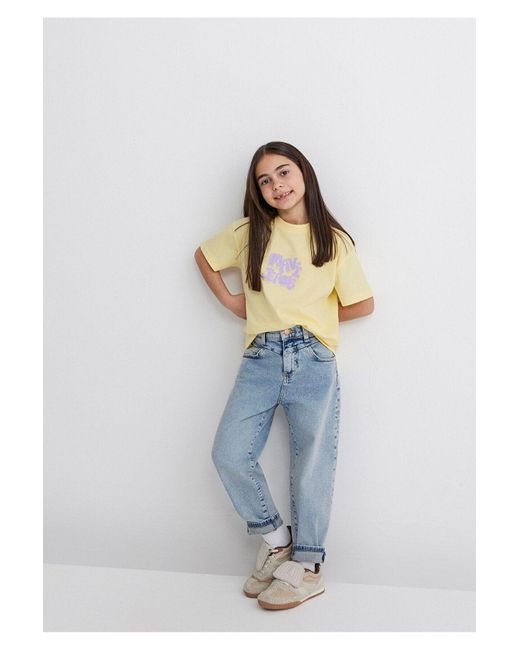 Mavi Yellow Bedrucktes Gelbes T-Shirt Mit Lockerer Passform Lockerer, Entspannter Passform -71305 Für Damen