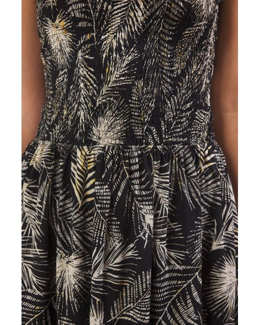 Trendyol Black Schwarzer Tropischer Rock, Gewebtes Midi-Kleid Mit Gips An Der Taille Für Damen