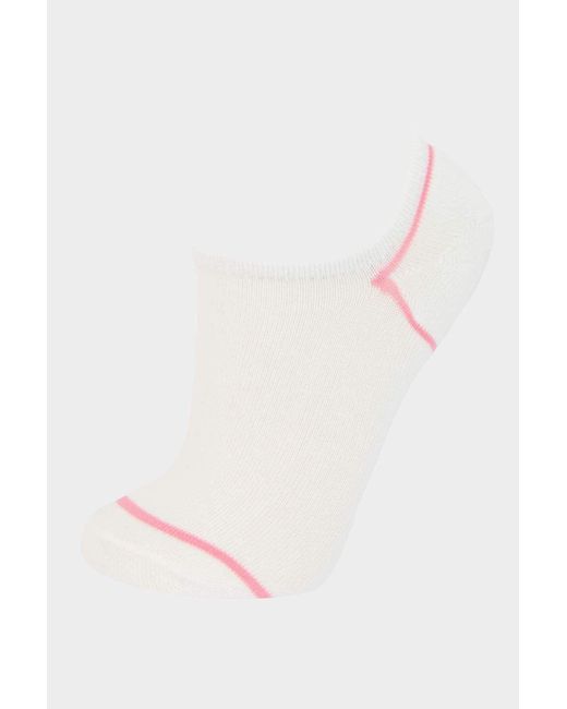 Defacto White 3-Teilige Sneaker-Socken Aus Baumwolle E2088Axns Für Damen