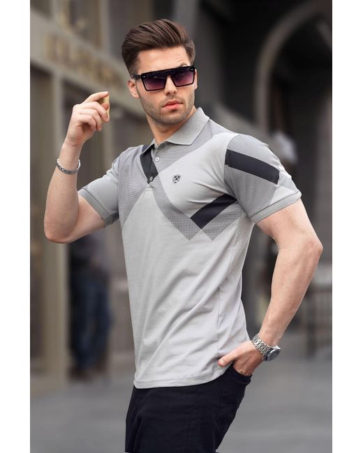 Madmext Poloshirt regular fit in Gray für Herren