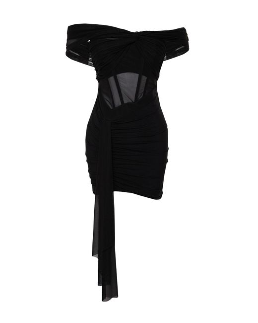 Trendyol Black Zeynep tosun es abendkleid aus strick mit tülldetail