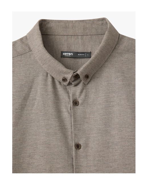 Koton Langärmliges Slim-Fit-Hemd Aus Baumwollmischung Mit Knopfkragen Für Herren in Gray für Herren