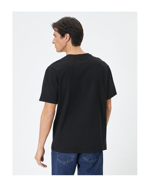 Koton Oversize t-shirt tasche detail rundhals kurzarm baumwolle in Black für Herren