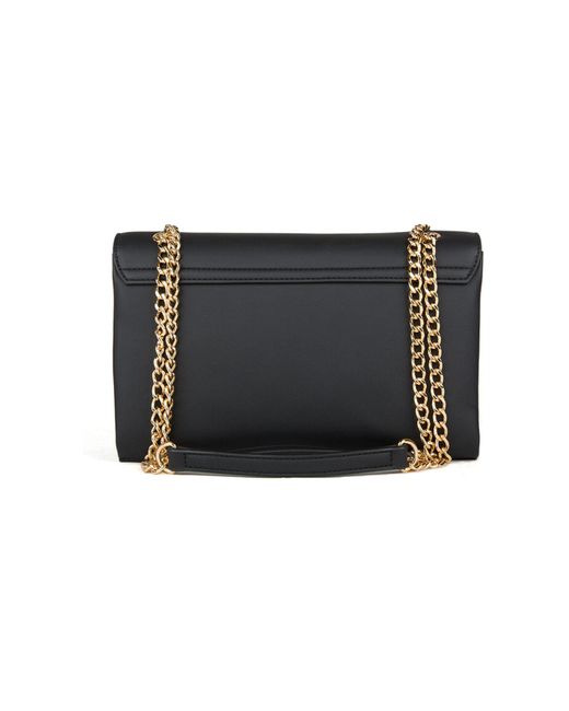 Love Moschino Black Schwarze Umhängetasche Aus Leder Mit Logo Und Kettendetail -000 Für Damen