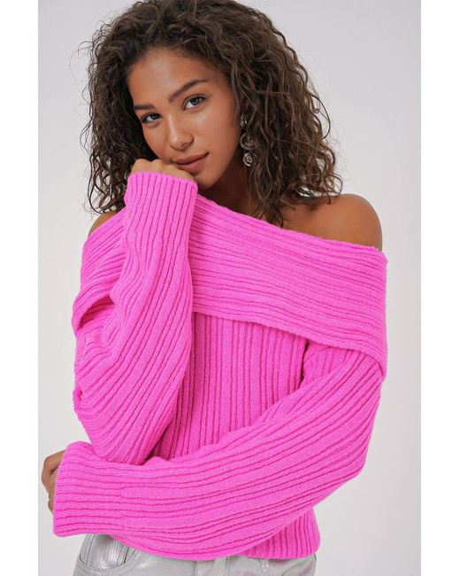 Bigdart Pink 15908 Strickpullover Mit Offenen Schultern